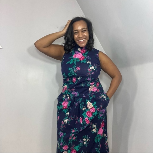 Vintage Floral Co-ord Jos A Bank Romantic Maxi Skirt Set Renaissance Cottagecore - Picture 9 of 16